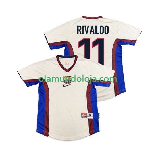 Camisola FC Barcelona RIVALDO 11 Retro Homem Equipamento Segundo 1998 1999 Manga Curta